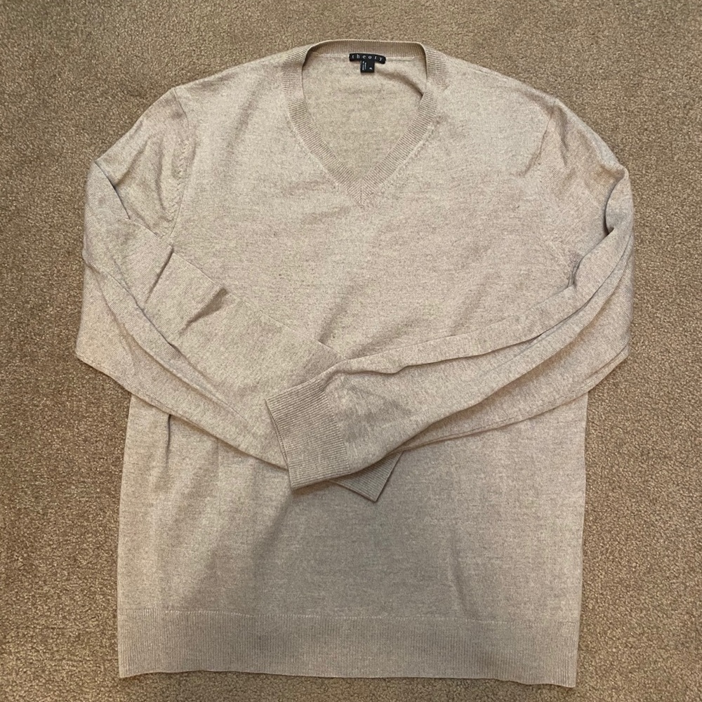Theory Men’s V-Neck Tan Sweater Sz. XL